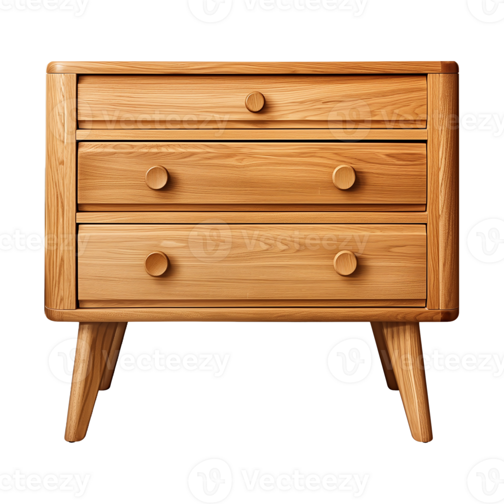 a wooden sideboard with drawers isolated on a transparent background, png