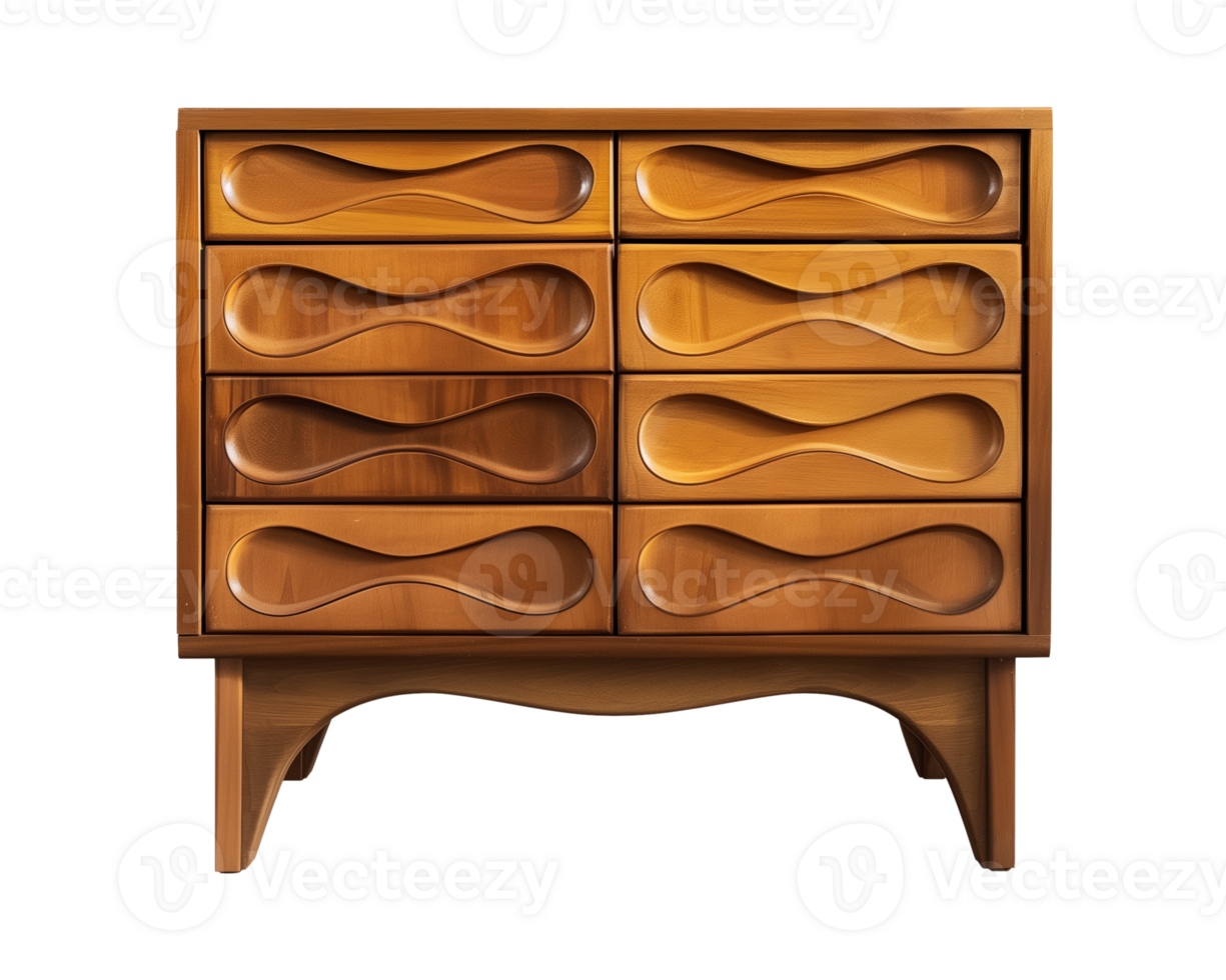 a wooden sideboard with drawers isolated on a transparent background, png