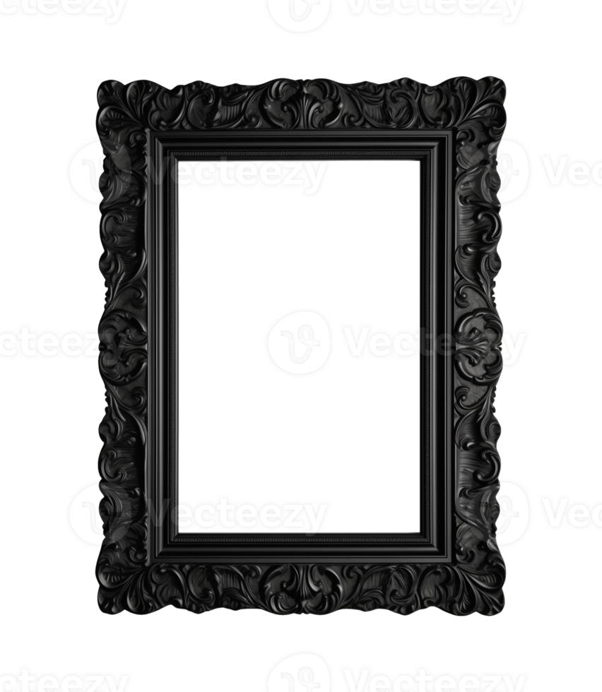 a black rectangular frame isolated on a transparent background, png