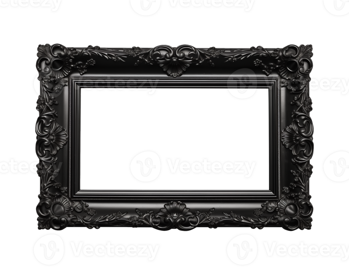 a black rectangular frame isolated on a transparent background, png