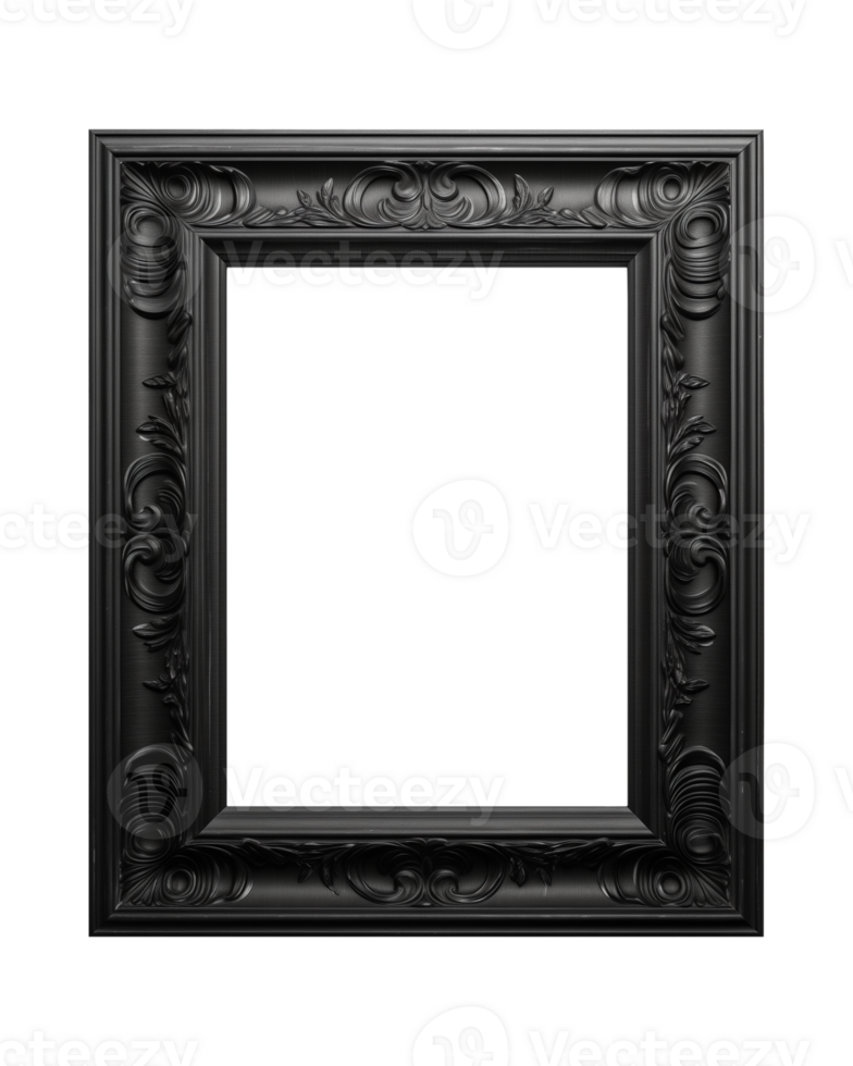 a black rectangular frame isolated on a transparent background, png