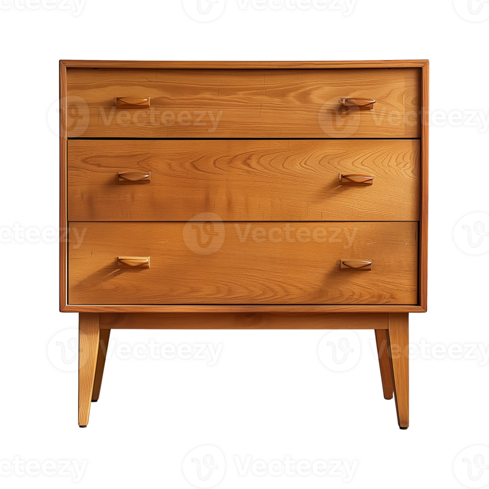 a wooden sideboard with drawers isolated on a transparent background, png