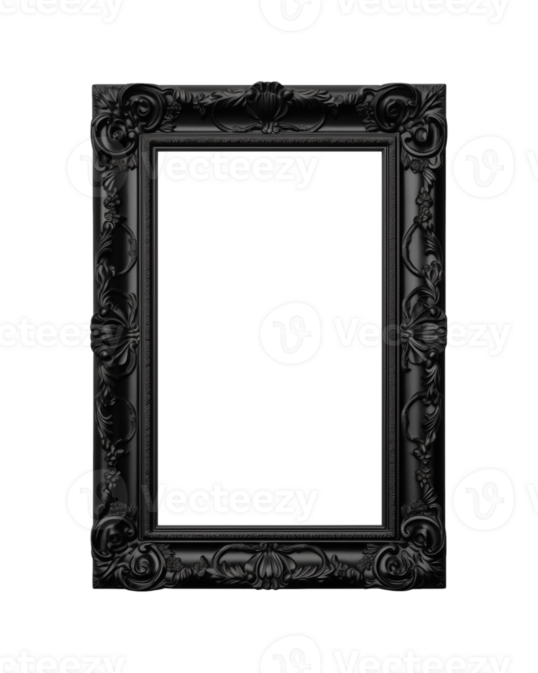 a black rectangular frame isolated on a transparent background, png