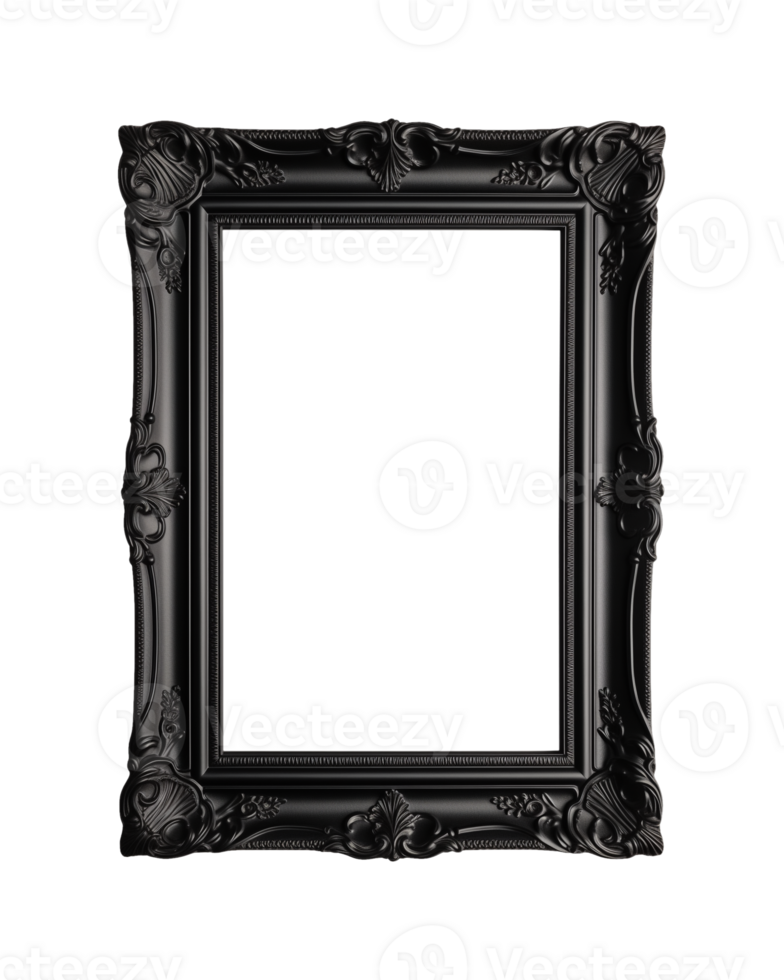 a black rectangular frame isolated on a transparent background, png