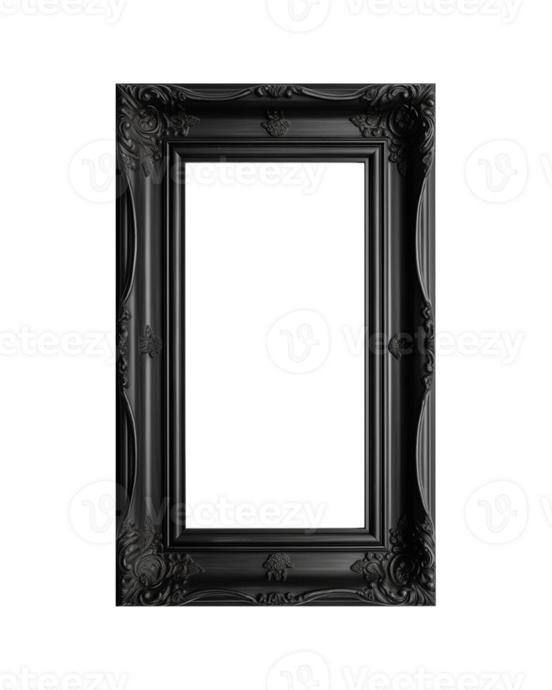 a black rectangular frame isolated on a transparent background, png