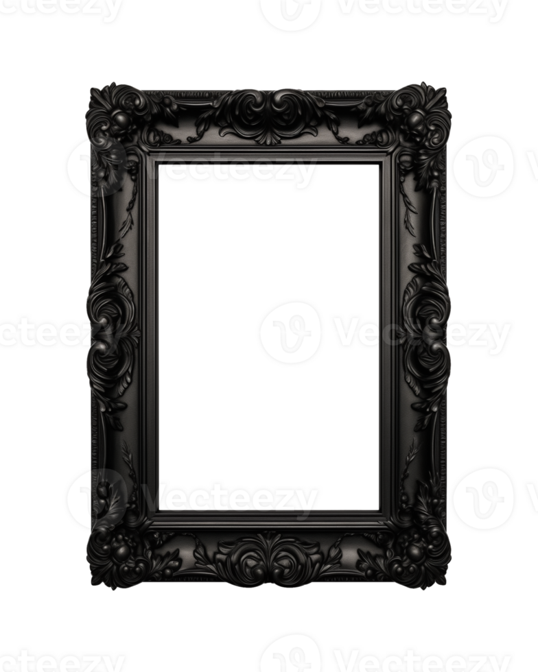 a black rectangular frame isolated on a transparent background, png