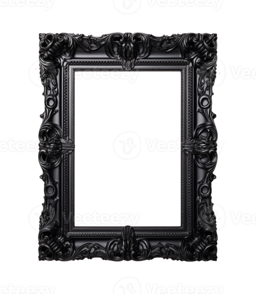 a black rectangular frame isolated on a transparent background, png