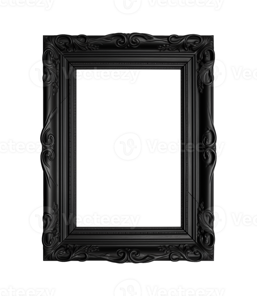 a black rectangular frame isolated on a transparent background, png