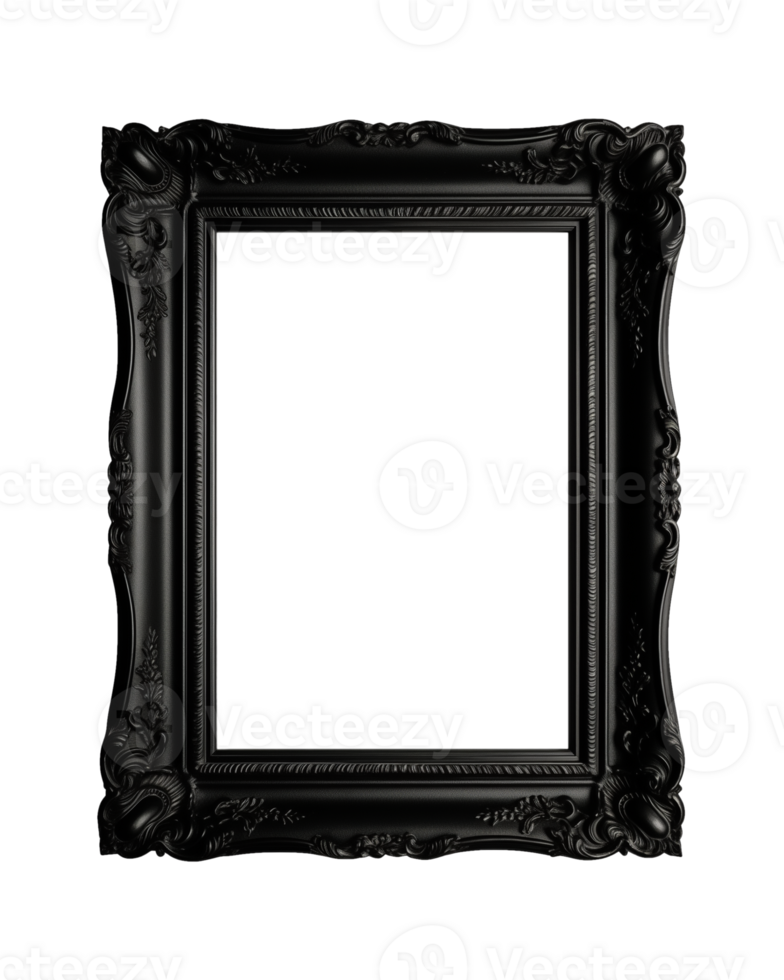 a black rectangular frame isolated on a transparent background, png