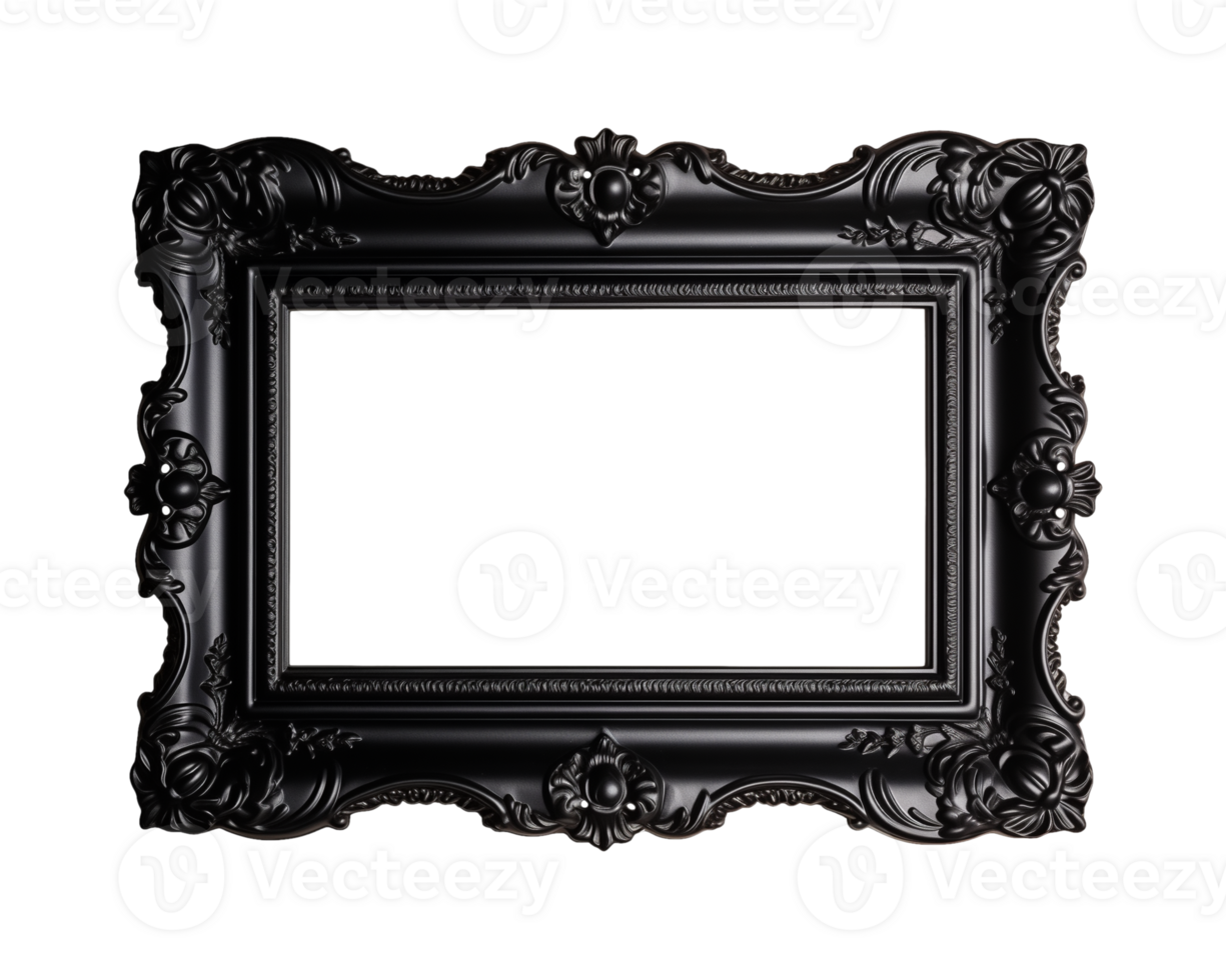 a black rectangular frame isolated on a transparent background, png