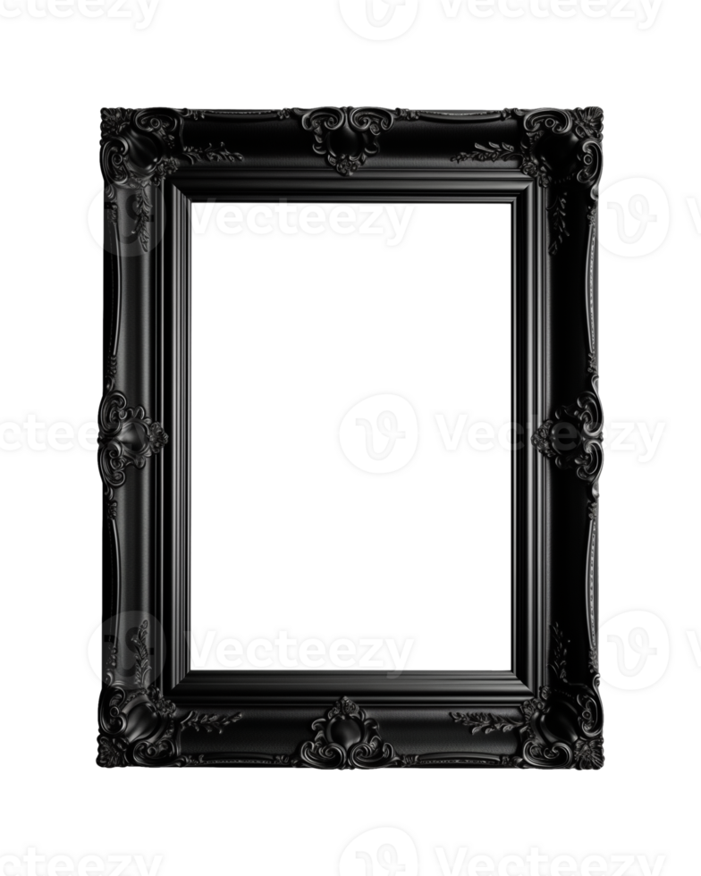 a black rectangular frame isolated on a transparent background, png