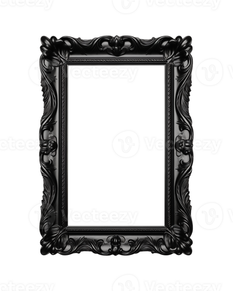 a black rectangular frame isolated on a transparent background, png