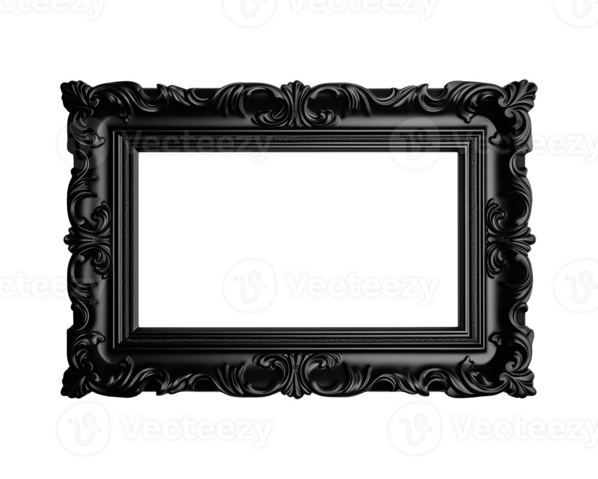 a black rectangular frame isolated on a transparent background, png