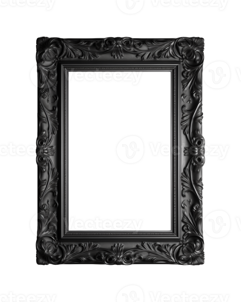 a black rectangular frame isolated on a transparent background, png