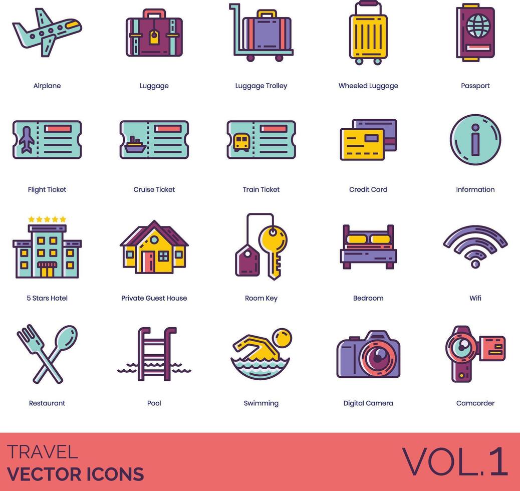 travel icon set vector