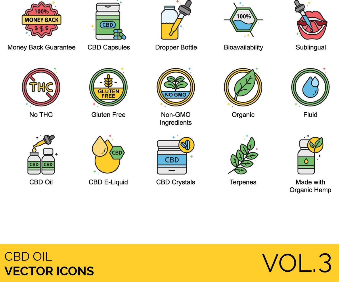 CBD oil icon set vector