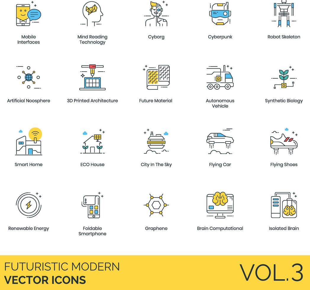 futuristic modern icon set vector