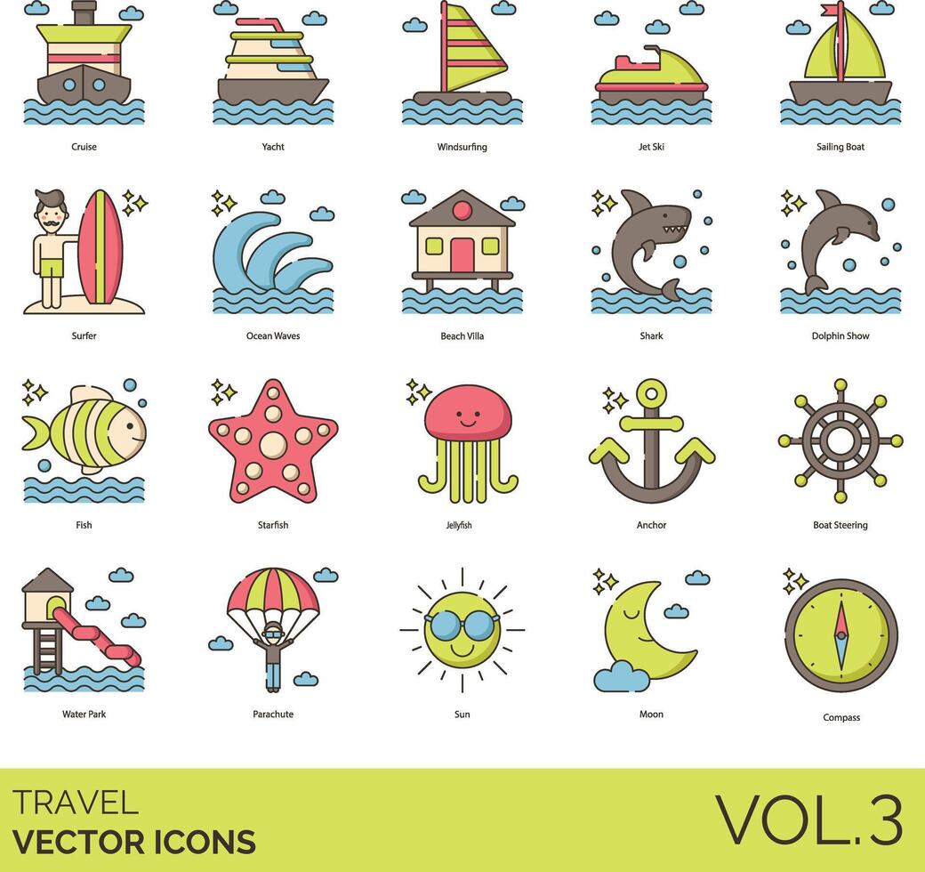travel icon set vector
