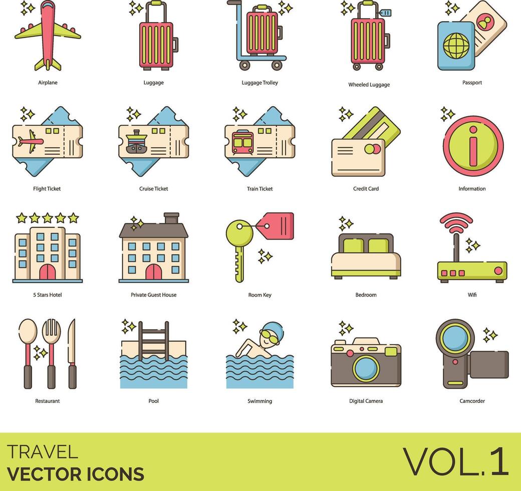 conjunto de iconos de viaje vector