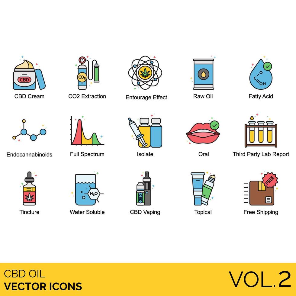 CBD oil icon set vector