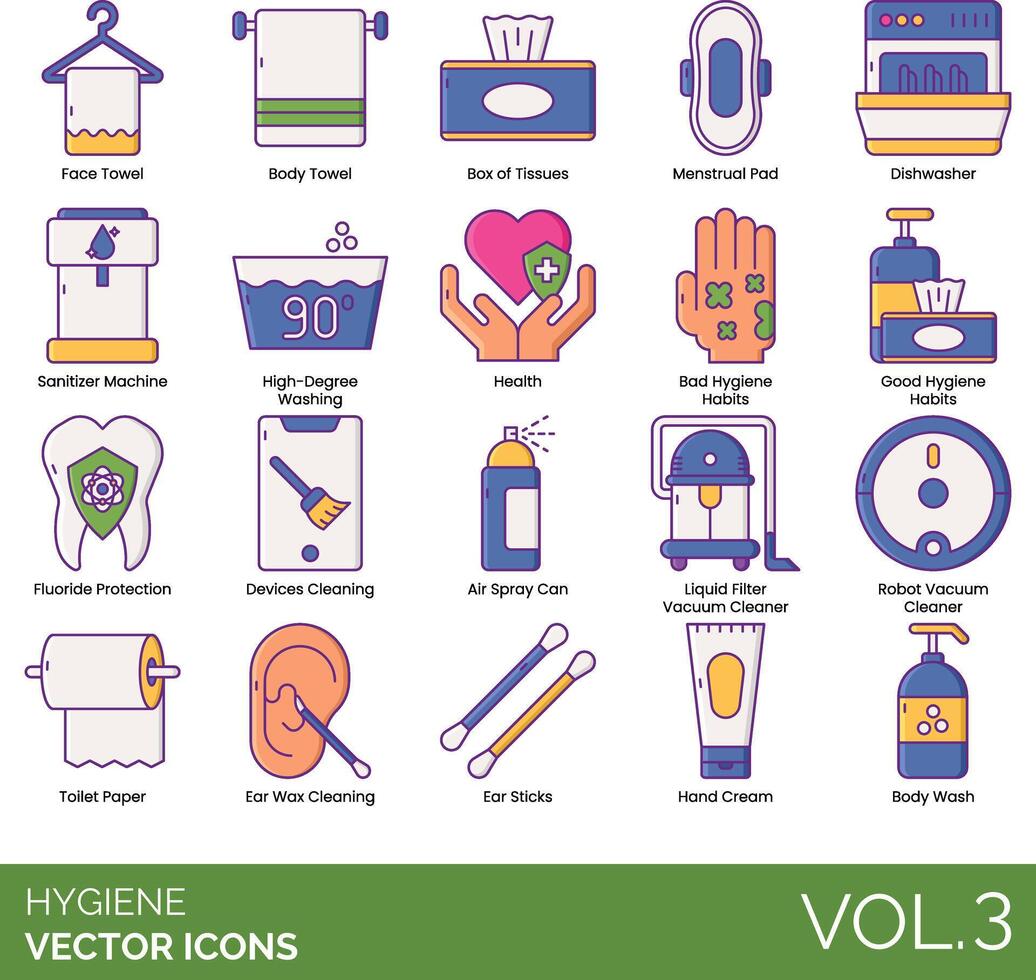 conjunto de iconos de higiene vector