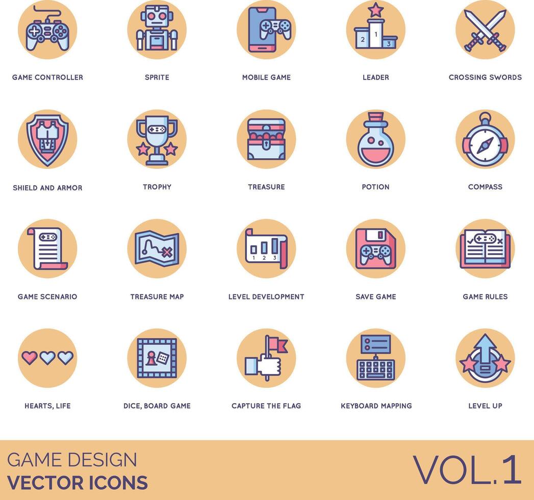 Game design icon set vector