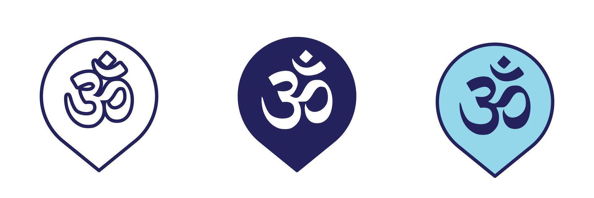 Hindu Temple Pin Icon - Navigation Set vector