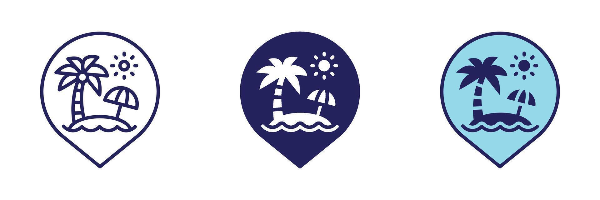 Beach Pin Icon - Navigation Set vector