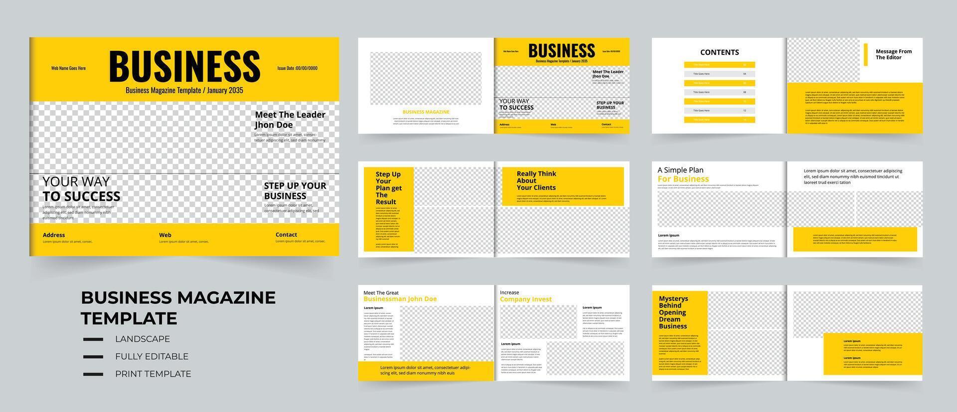 negocio revista diseño diseño con amarillo acentos vector