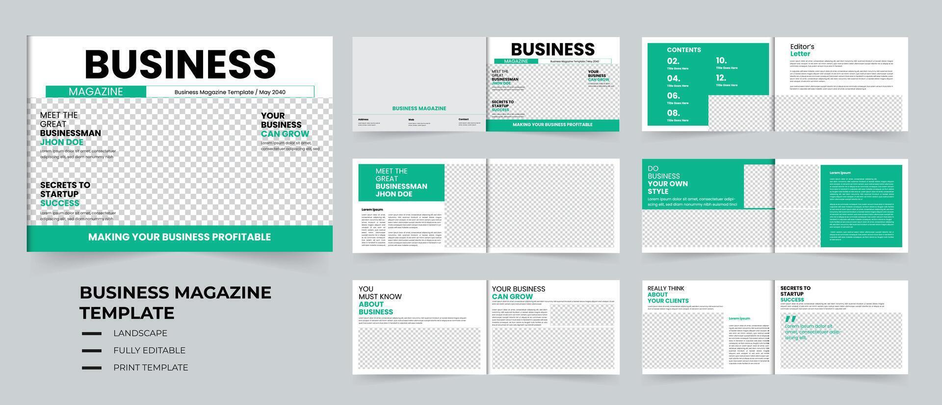 Magazine template layout design or corporate business magazine design vector