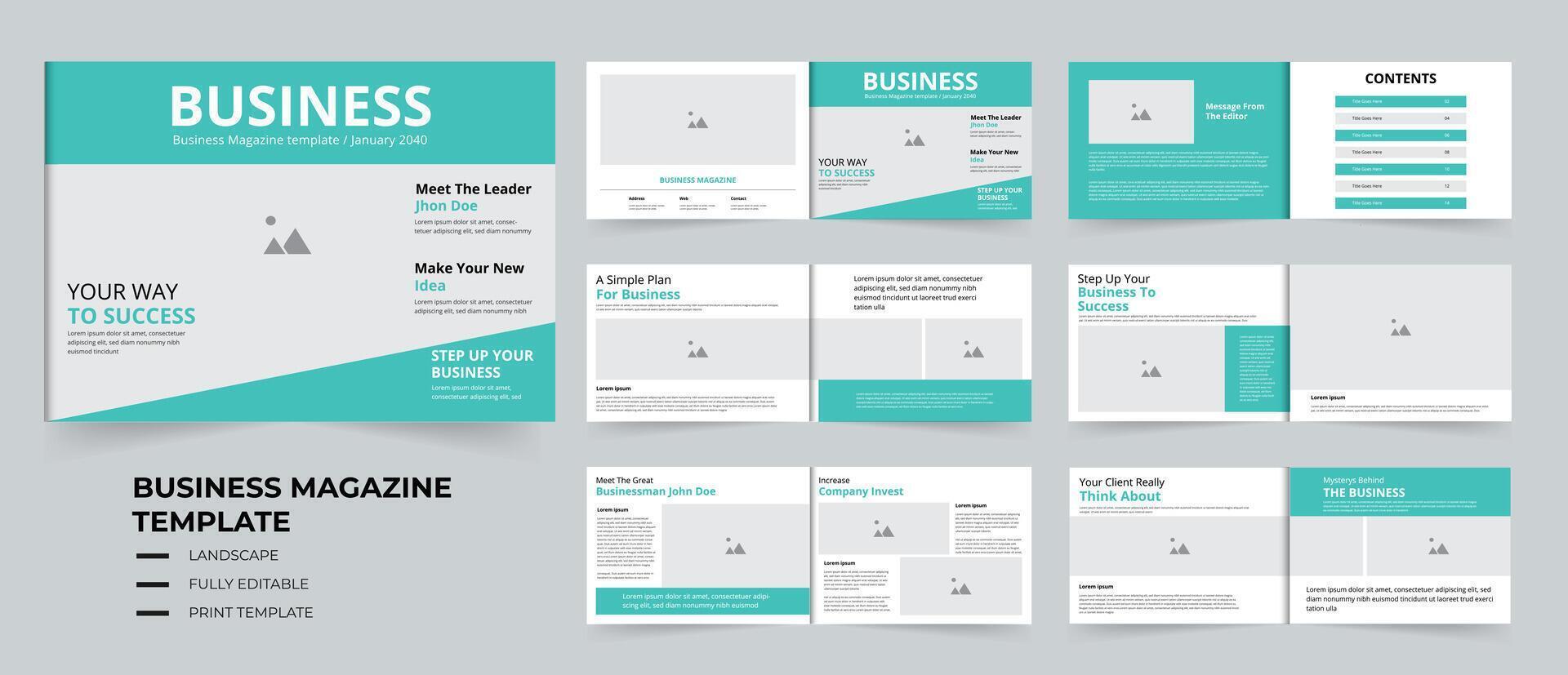 Corporate Business Magazine Layout design landscape template vector