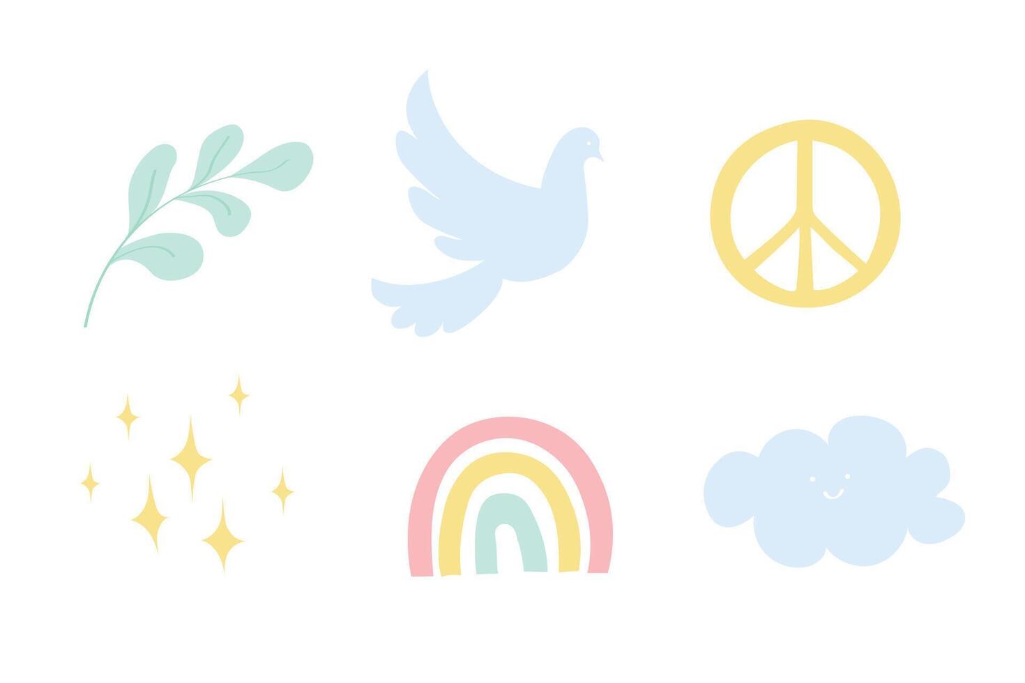 Collection of International Peace Day badges in flat design vector