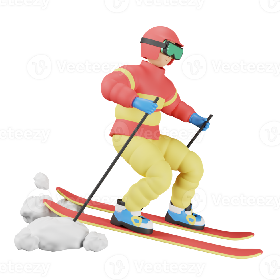 3d illustration sport icône ski png