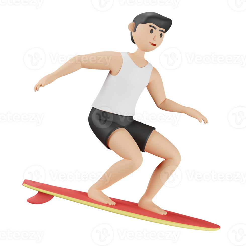 3D illustration sport icon surfing png
