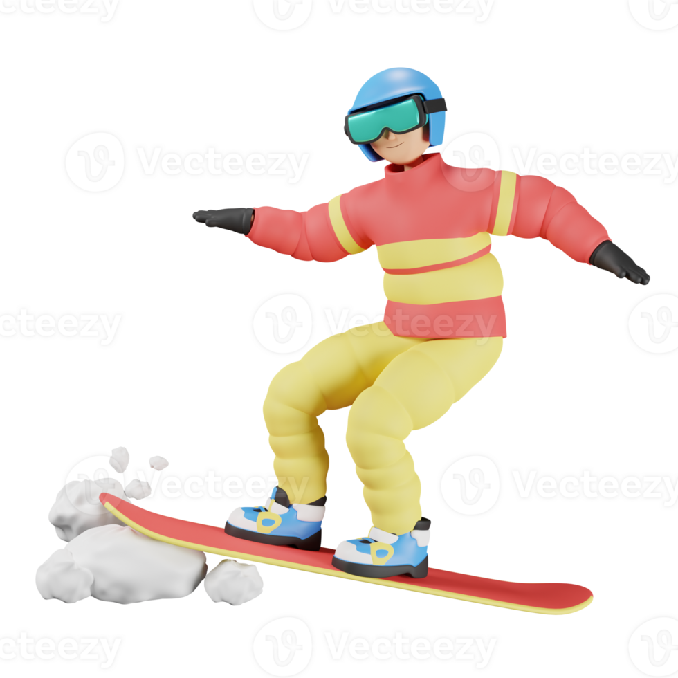 3d Illustration Sport Symbol Snowboarden png