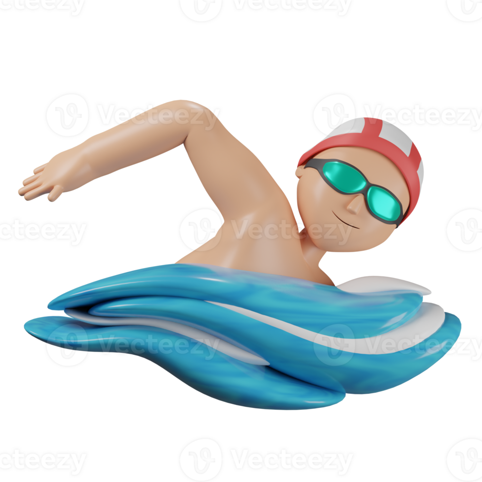 3d illustratie sport icoon zwemmen png