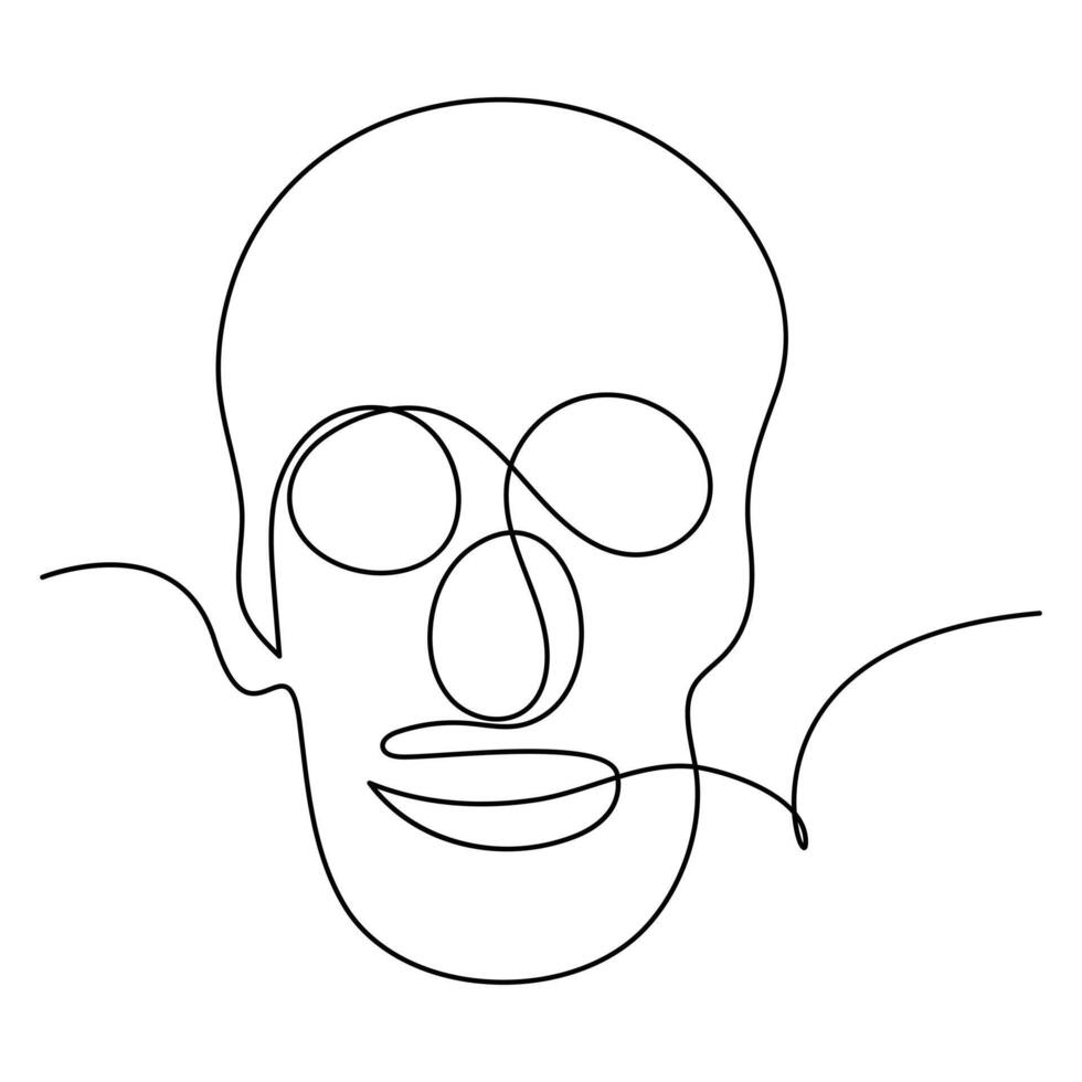 Skull one line art design vector