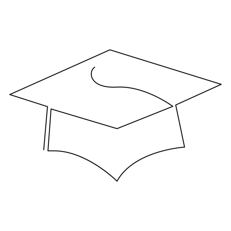 Graduation Cap Continuous one line drawing illustration art design vector