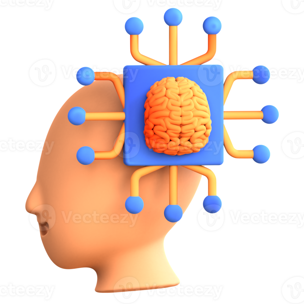 3D illustration education icon artificial intelligence png