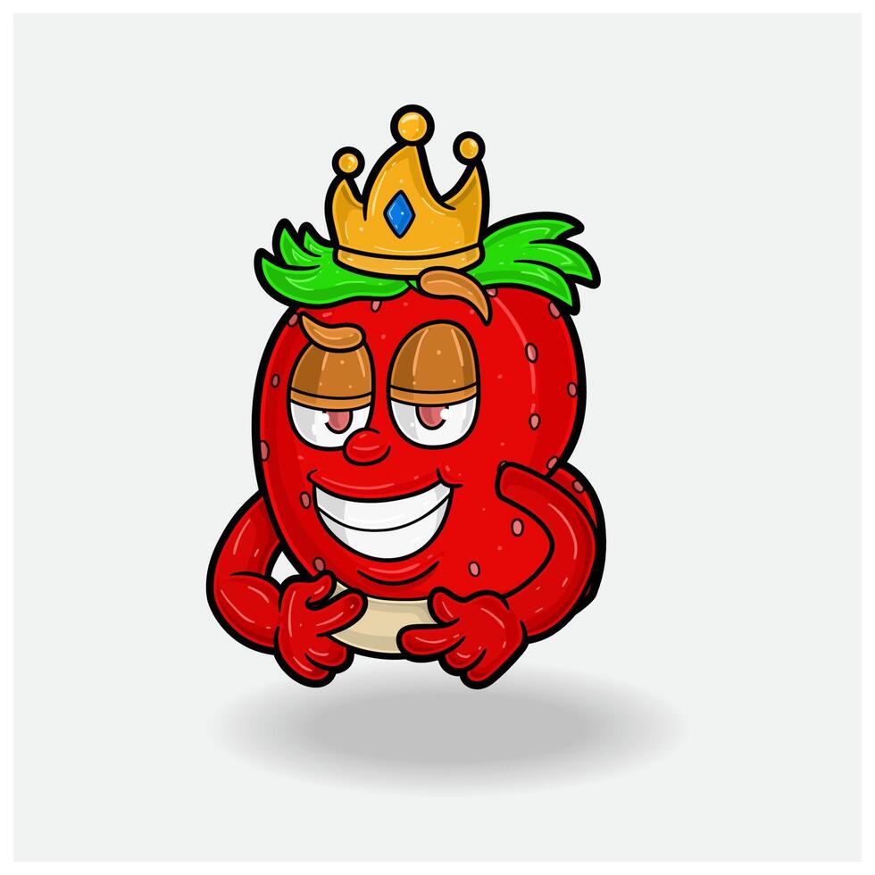 Lovestruck expression with Strawberry Fruit Crown Mascot Character Cartoon. vector