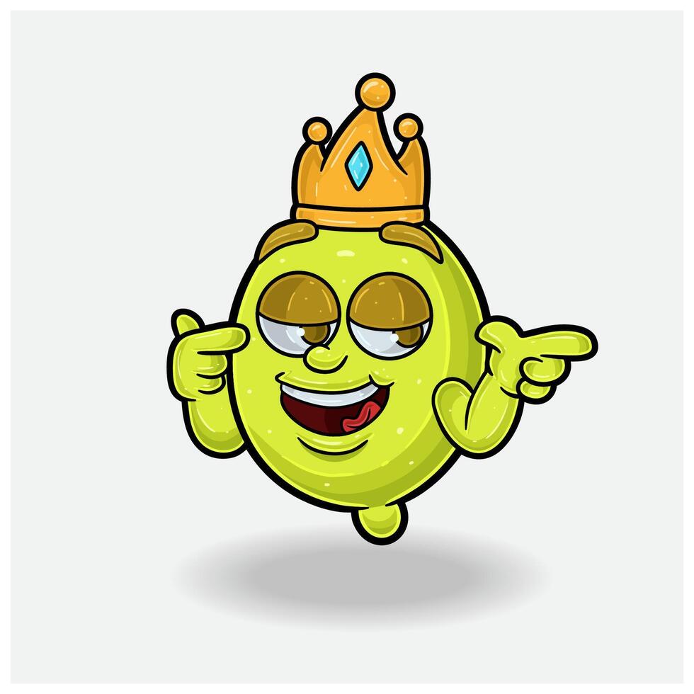 Smug expression with Lemon Fruit Crown Mascot Character Cartoon. vector