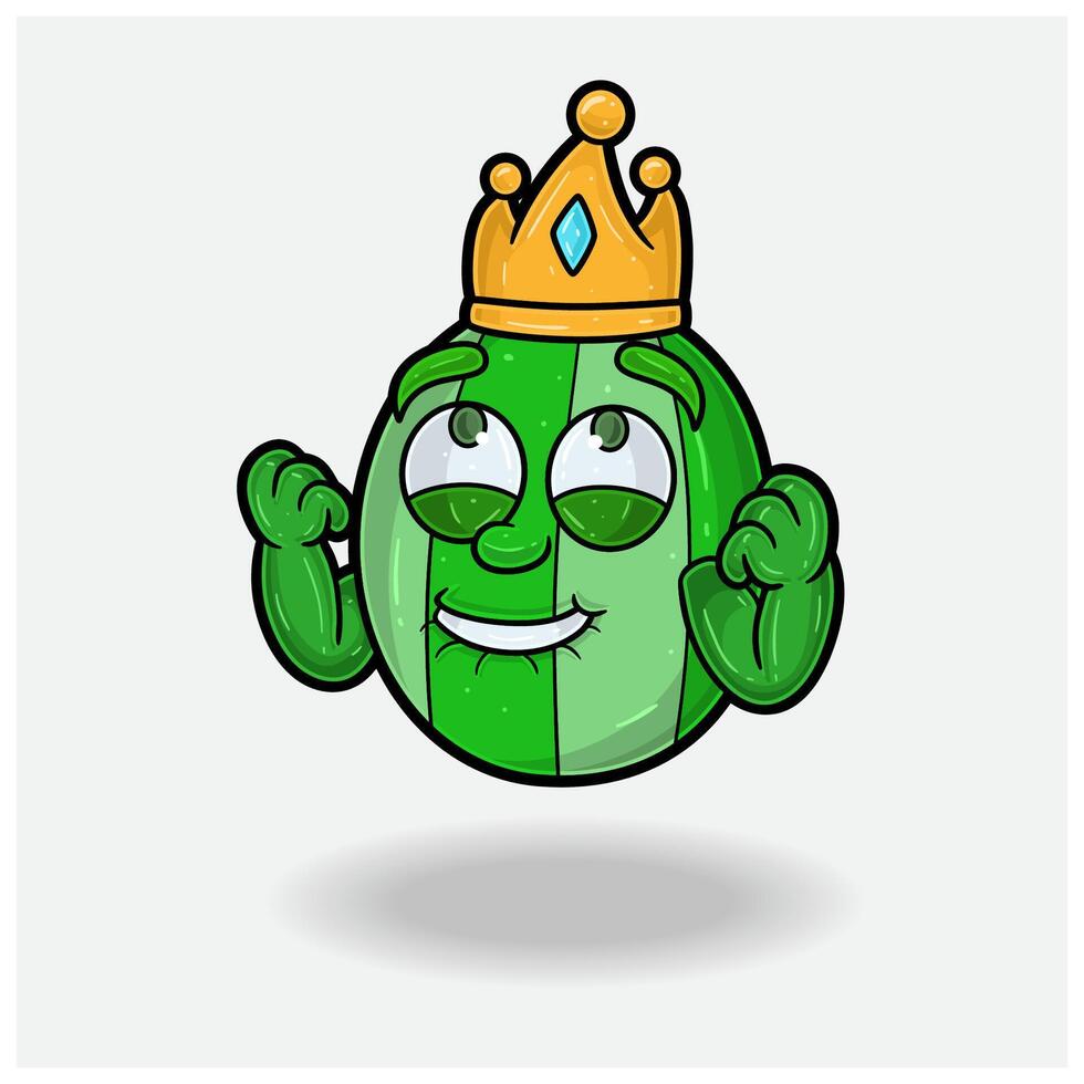 contento expresión con sandía Fruta corona mascota personaje dibujos animados. vector