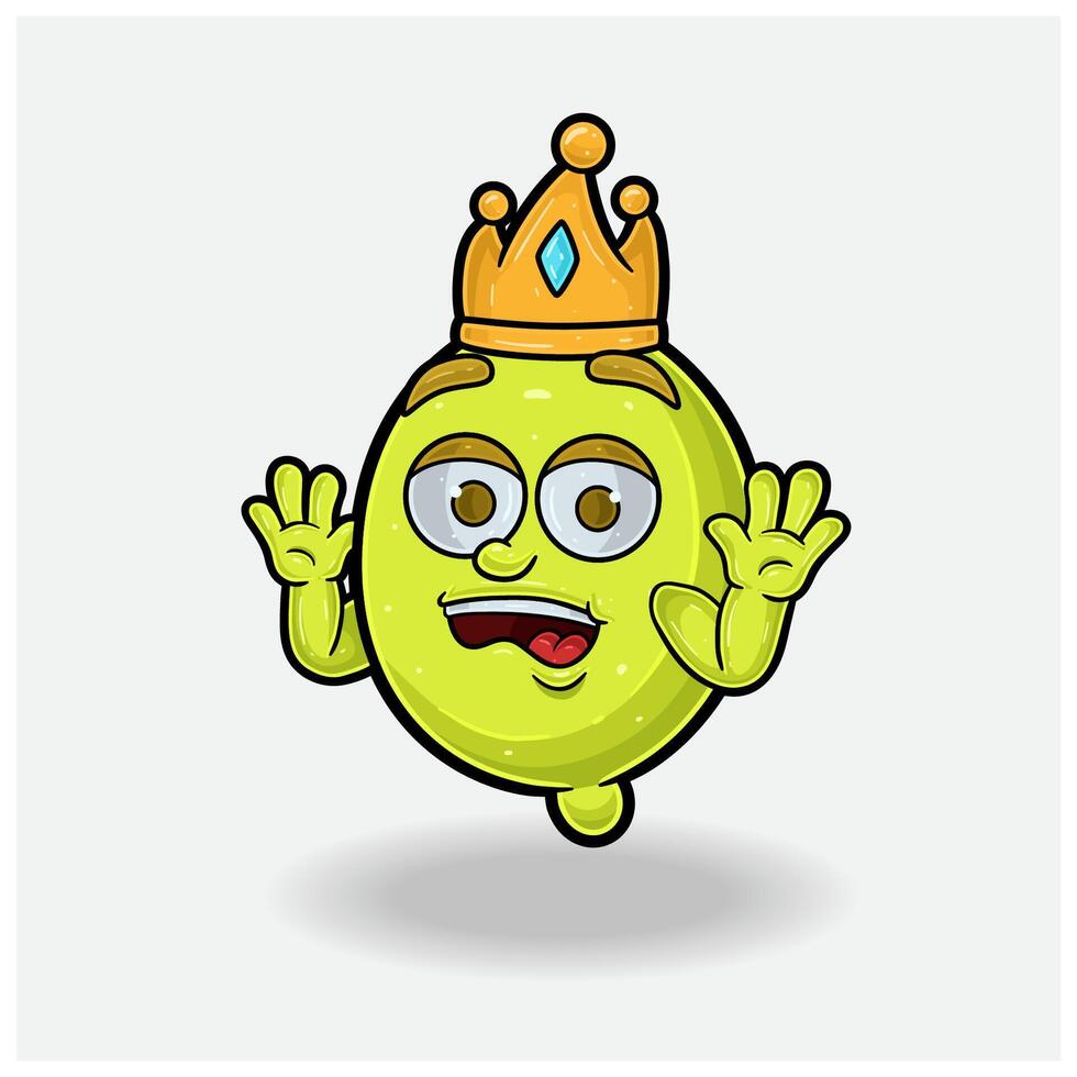 Shocked expression with Lemon Fruit Crown Mascot Character Cartoon. vector