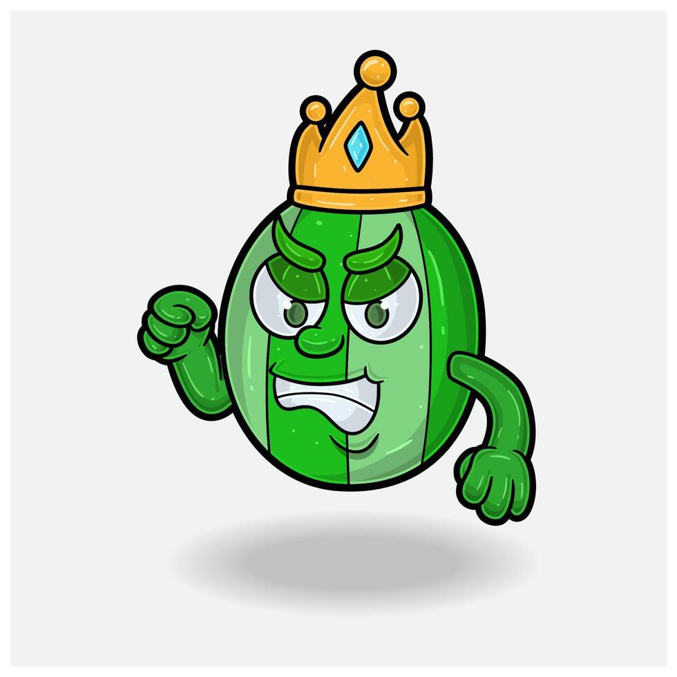 Angry expression with Watermelon Fruit Crown Mascot Character Cartoon. vector
