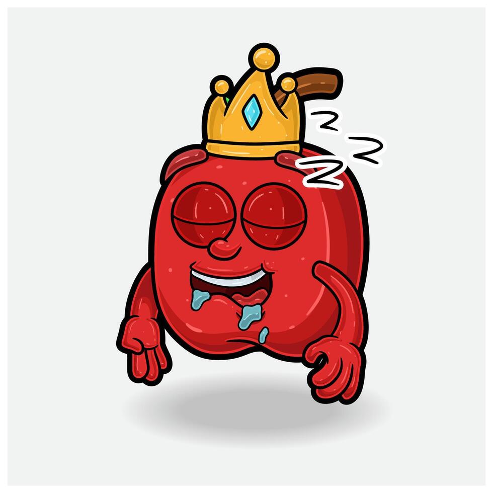 Sleep expression with Apple Fruit Crown Mascot Character Cartoon. vector