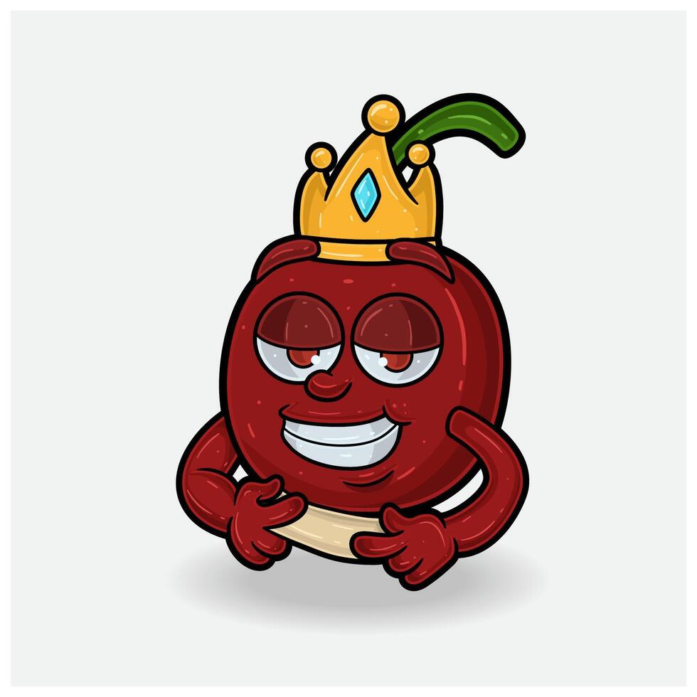 amor golpeado expresión con Cereza Fruta corona mascota personaje dibujos animados. vector