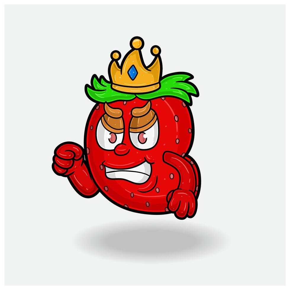 Angry expression with Strawberry Fruit Crown Mascot Character Cartoon. Illustrations vector