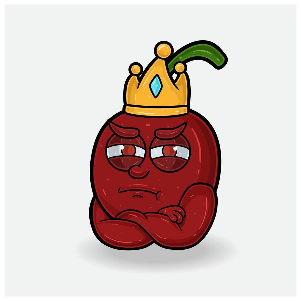 Jealous expression with Cherry Fruit Crown Mascot Character Cartoon. vector
