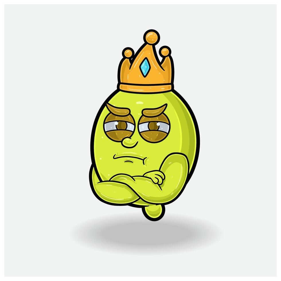 celoso expresión con limón Fruta corona mascota personaje dibujos animados. vector