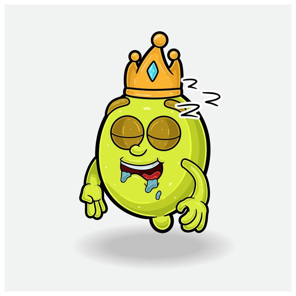 dormir expresión con limón Fruta corona mascota personaje dibujos animados. vector